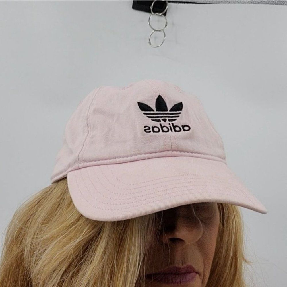 Women's Adidas Baseball Cap Activewear Hat Pastel Pink Trefoil‎ Logo Adjustable